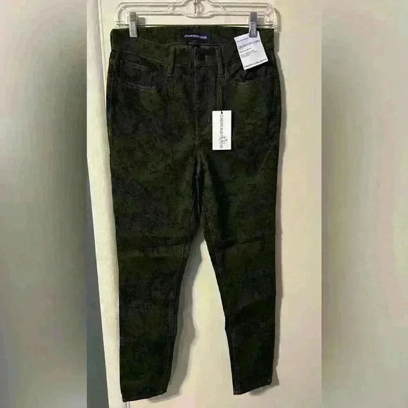 MSRP $79 Womens Calvin Klein Pants Green Print Skinny Size 28 - Picture 1 of 8